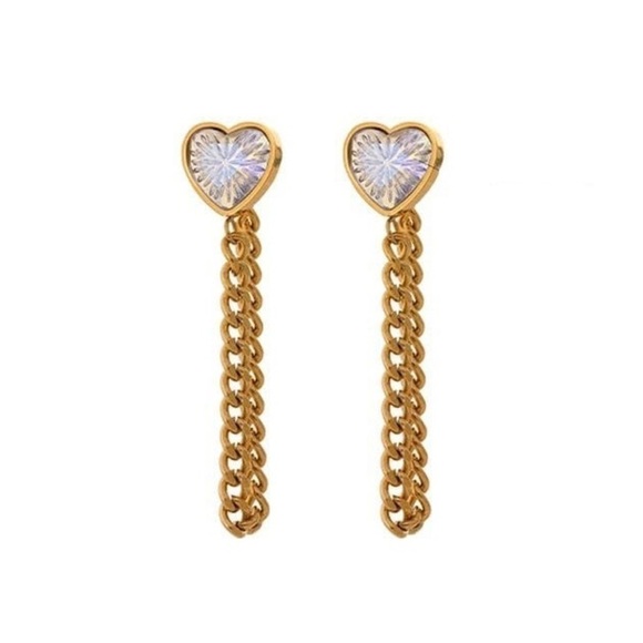 18k Gold Plated Shiny Cubic Zirconia Earrings - Picture 6 of 9
